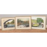 W. Palliser (British 20th century), three framed watercolours, landscape scenes, signed (28.5cm x