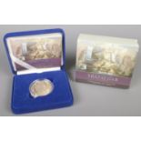 The Battle of Trafalgar United Kingdom 2005 silver proof commemorative crown. In original box and