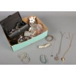 A quantity of costume jewellery. To include necklaces, bangles, bracelets etc