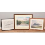 Three aviation framed prints. To include Barry Price RAF Vulcan Mk B2, Geoffrey R. Hericks limited