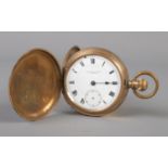 A gold plated Thomas Russell and Sons full hunter pocket watch, for repair.