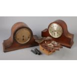 Two wooden cased mantel clocks along with a vintage cuckoo clock.