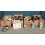 Four boxes of miscellaneous. To include Wedgwood, Cornish ware and Tuscan china etc.