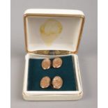 A pair of 9ct Rose Gold cufflinks, stamped 375 to both examples. Total weight: 2.89g