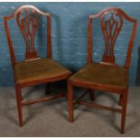A pair of mahogany Hepplewhite style chairs.