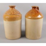 Two stoneware flagons, advertising Savage and Son of Mansfield and James Fearnley of Penistone.