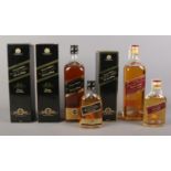 Seven bottles of Johnnie Walker Old Scotch Whisky. To include 3 x black label 12 years extra special