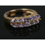A 9ct gold tanzanite dress ring. Size P. 2.67g.