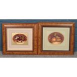 A pair of Marie Graves (Coalport Artist) framed oval still life watercolours, depicting fruit.