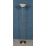A standard lamp with Tiffany style up lifter light shade. H: 182cm. Untested.