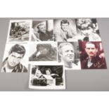 Nine autographed monochrome photographs. Including Chuck Norris, Bing Crosby, Whoopi Goldberg,