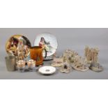 A collection of ceramics. Includes Lilliput Lane (Scottish castles), Wedgwood Cornucopia dish,
