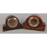 Two mantel clocks. Including dome top inlaid example.