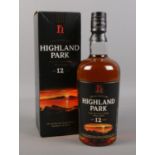 A bottle of Highland Park Scotch whisky. Aged 12 years, 70cl, boxed, full & sealed.
