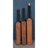 Three vintage cricket bats, including College example.