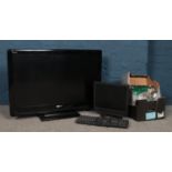 A Toshiba LCD TV (Model no 37XV555D) and box of computer parts. To include a Dell keyboard etc. No