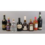 Eight assorted bottles of Alcohol. To include Caorunn gin, Pusser's Rum, Cockburn's port, Tanqueray,