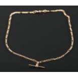 A 9ct gold Albert chain necklace with T-bar. 4.57g.