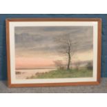 Francis F Partridge, framed water colour 'Winter evening Norfolk' (44cm x 66cm)