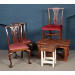 A collection of assorted furniture, to include two mahogany dining chairs with front ball and claw