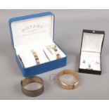 A collection of jewellery. To include Rotary watch/ bracelet, silver bangle, pendant & earring set