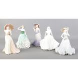 A quantity of Coalport/Royal Doulton figurines. (5) To include Coalport Ladies of Fashion 'Vicky'