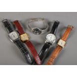 Five gents wristwatches. Includes Tavistock & Jones talking watch, Seiko, Lorus etc.