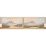 J Maurice Hosking, a pair of framed watercolours, rural landscapes. 25cm x 50cm.