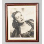 A large framed and signed black and white photograph of Actress Maureen O'Hara (1920-2015). H: