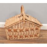 A Wicker picnic hamper.