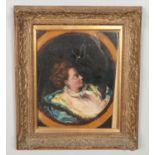 A 19th century gilt framed oil, portrait of a maiden. 28.5cm x 23.5cm.