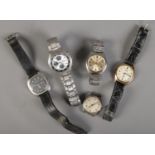 Five gents wristwatches. Includes Rotary, Seiko, Newtime etc.