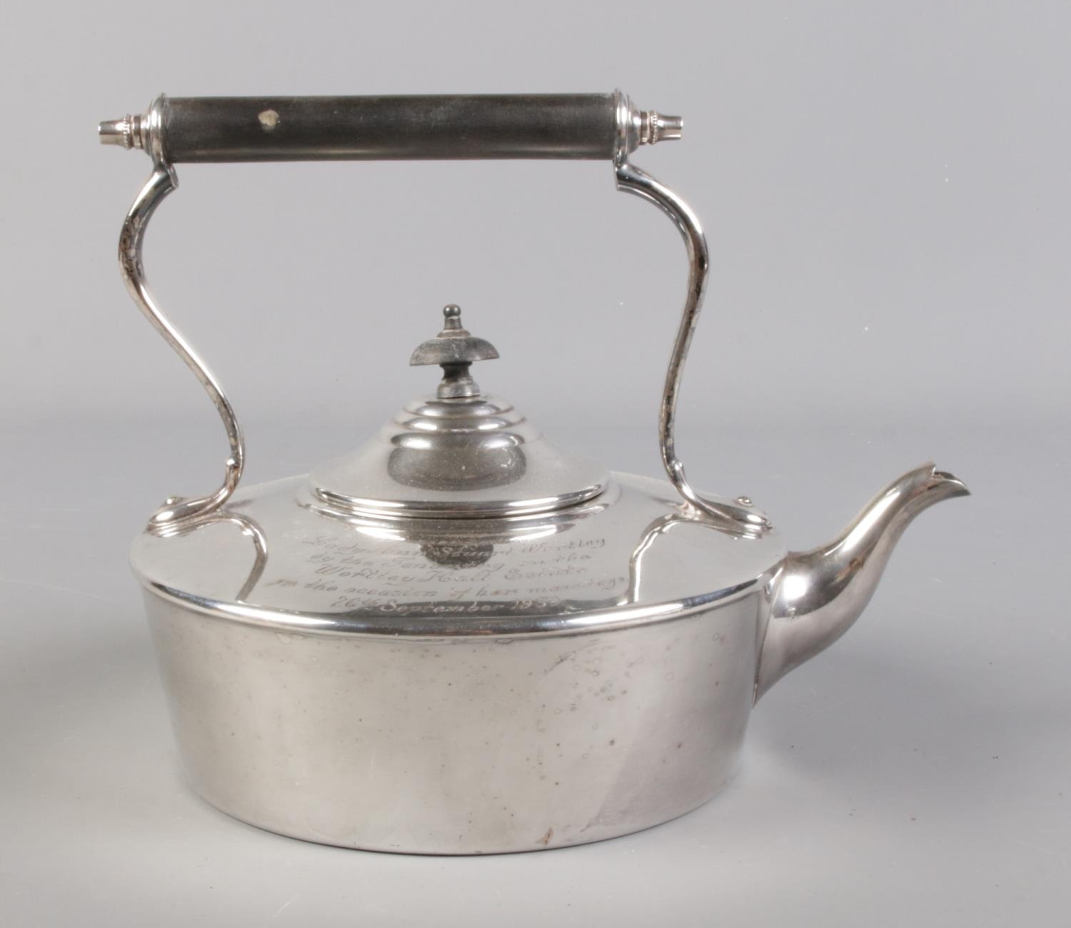 A silver plated spirit kettle presented to Lady Ann Stuart Wortley on the occasion of her marriage - Image 3 of 5