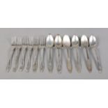 A collection of 19th century Belgian silver cutlery. Includes a set of six table spoons and set of