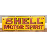 A 1940s/1950s style enamelled advertising sign for Shell Motor Spirit by Bruton Palmers Green. 25.