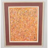 Attributed to Jilali Gharbaoui (1930-1971), a framed abstract oil on board. Signed and dated 1965.