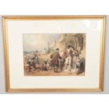 Frederick Goodall RA (1822-1904), a large gilt framed watercolour, military campaign. Signed and