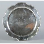 A large silver plated marriage presentation plate, Presented to Lady Ann Stuart Wortley by