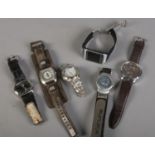 Six gents wristwatches. Includes Kahuna, Timex, digital etc.
