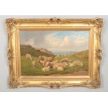 William Sidney Cooper (1854â€“1927), a large gilt framed oil on canvas, title At Bishopstone,