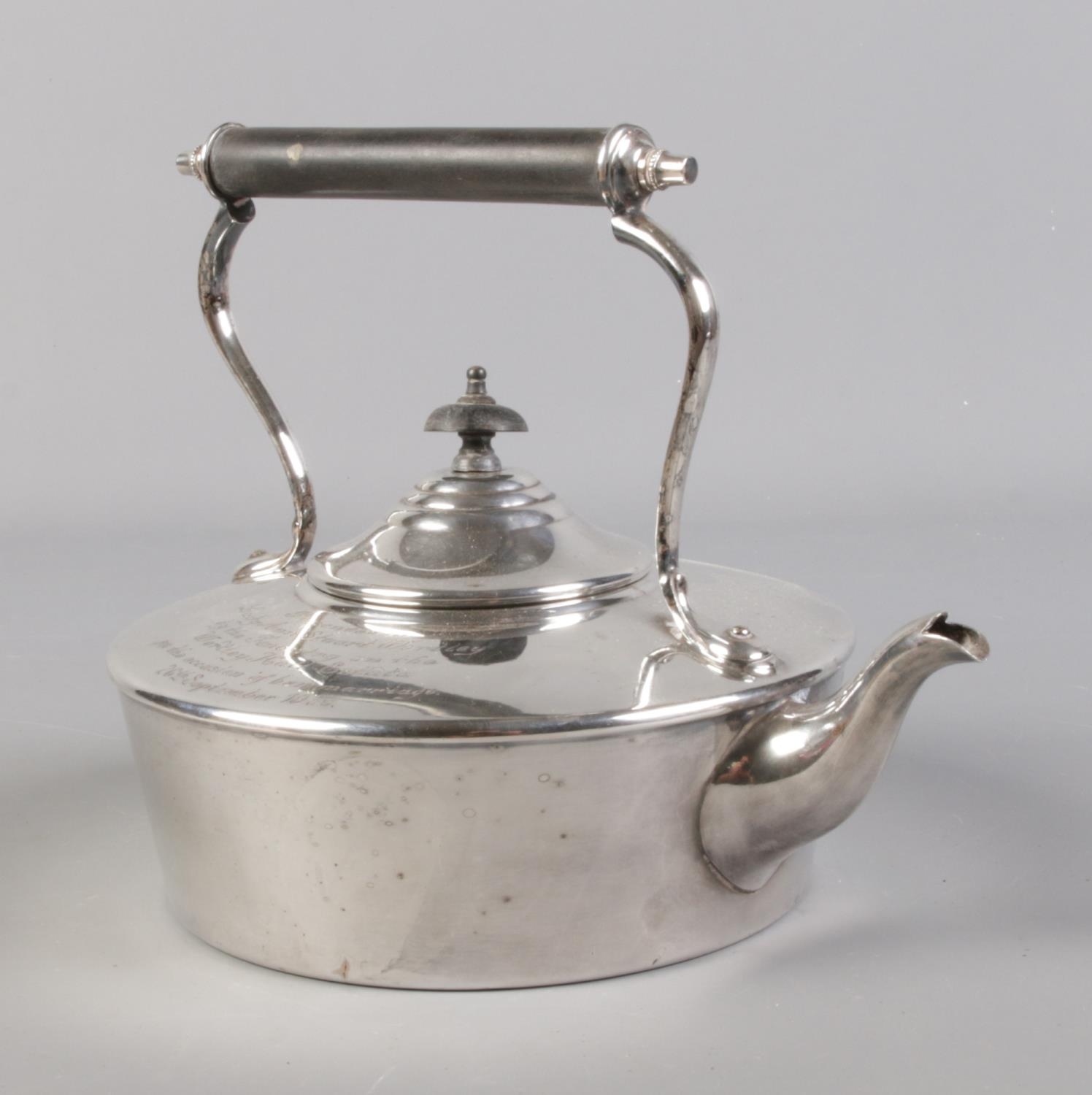 A silver plated spirit kettle presented to Lady Ann Stuart Wortley on the occasion of her marriage - Image 4 of 5