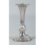 A Victorian silver fluted specimen vase with acanthus leaf decoration. Assayed Sheffield 1893 by