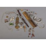A quantity of mostly jewellery. Including Grosse 67 Germany leaf brooch, silver comb, silver and