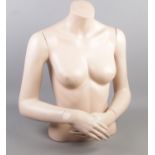 A mannequin torso of female form.