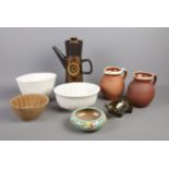 A small selection of ceramics. To include a Denby Arabesque coffee pot, three vintage jelly