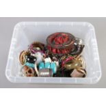 A box of costume jewellery. To include bracelets, necklaces and earrings etc.