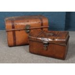 Two vintage tin trunks. The larger stamped for Merridale Works, Wolverhampton.