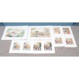 Ten V.Bowcott signed prints depicting the Wind in the Willows. To include two large Limited