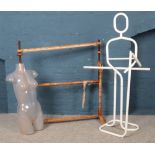 A quantity of miscellaneous. To include vintage wooden clothes airer, white metal clothes rail,
