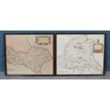 Robert Morden (C.1650-1703) - two framed framed hand coloured maps, depicting The North and East